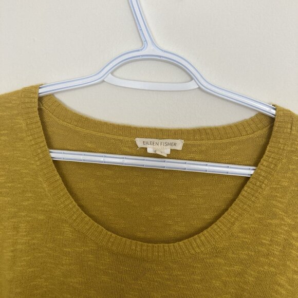 Eileen Fisher Women’s Pullover Sweater Linen Blend Yellow Goldenrod Size S Boxy - Picture 2 of 8